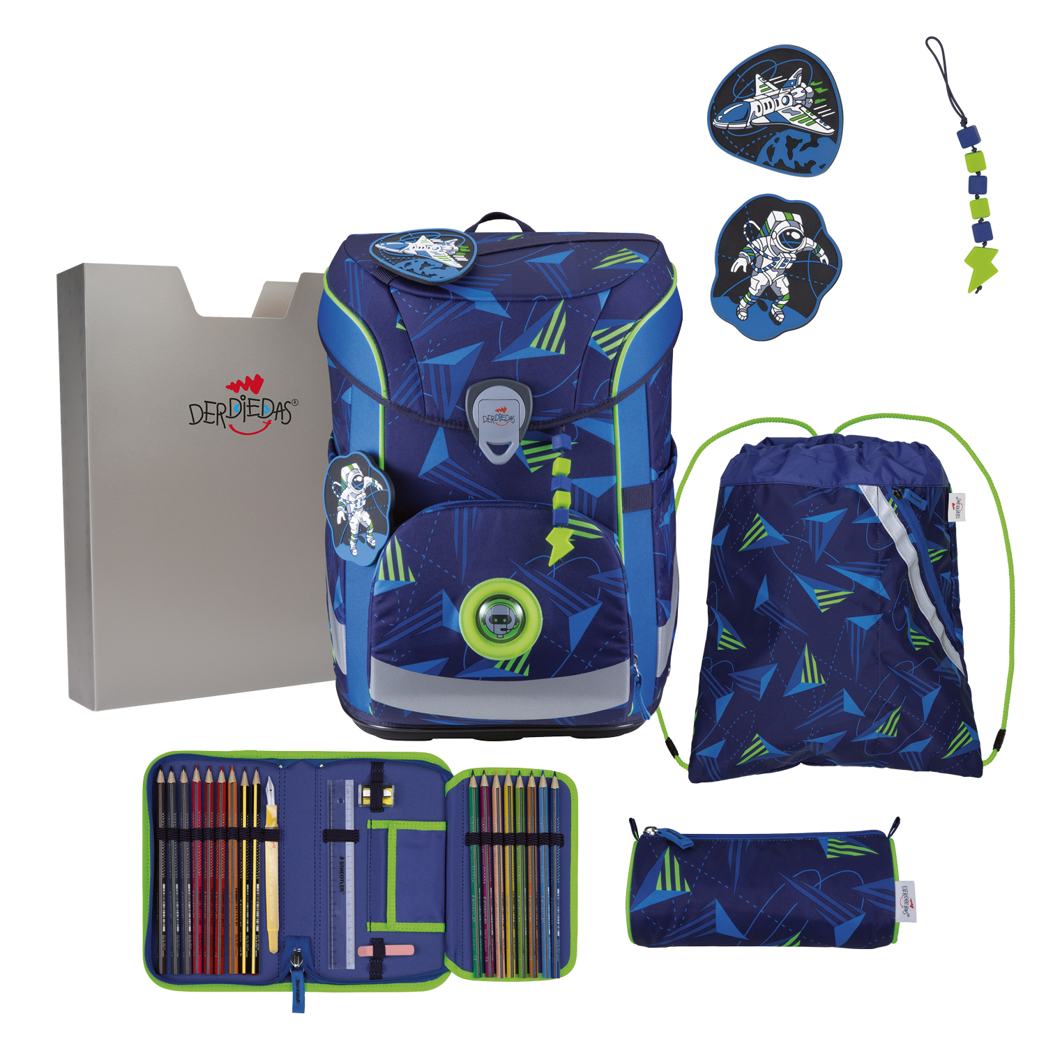 DerDieDas Schulranzen-Set Ergoflex Easy LED Moon Mission