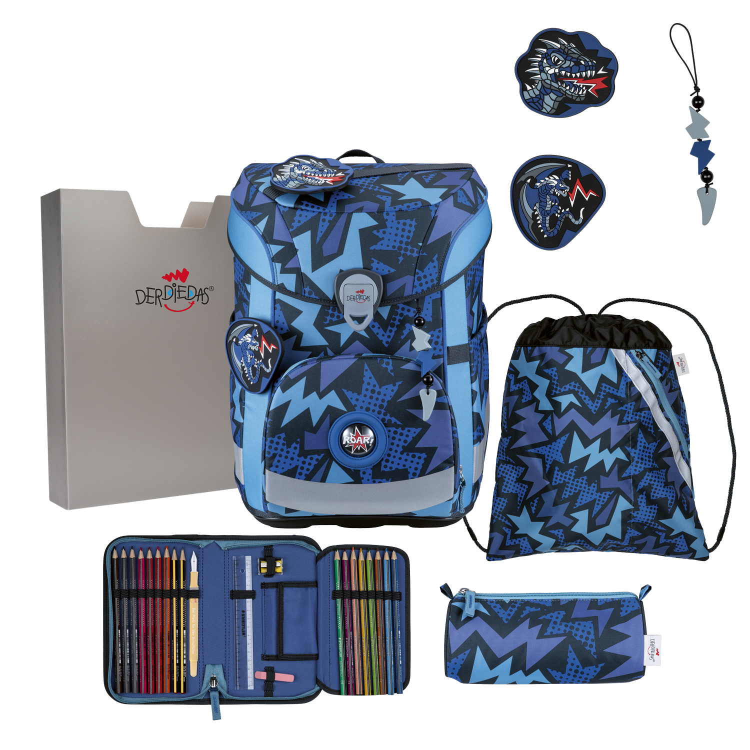 DerDieDas Schulranzen-Set Ergoflex Easy Dark Dragon