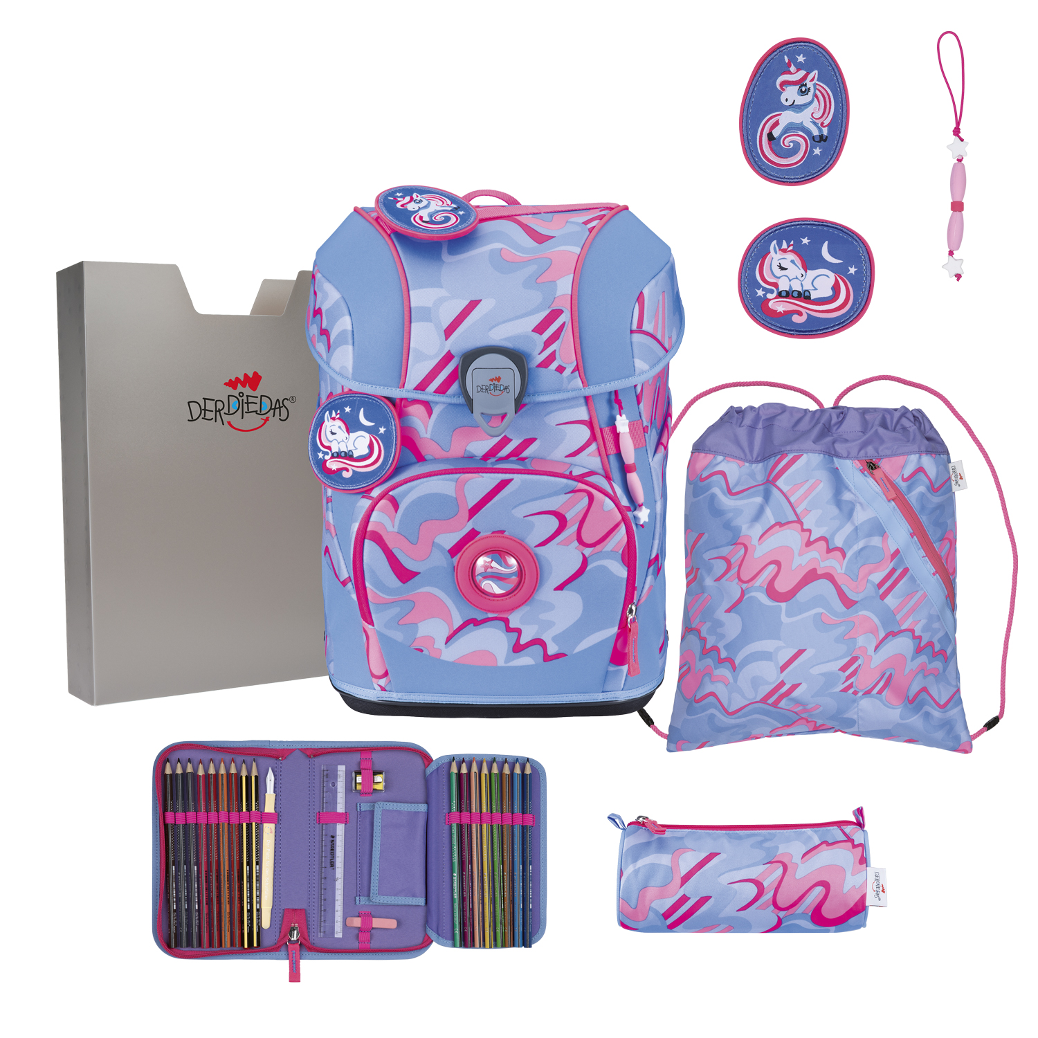 DerDieDas Schulranzen-Set Ergoflex Tiny Superflash Magic Unicorn