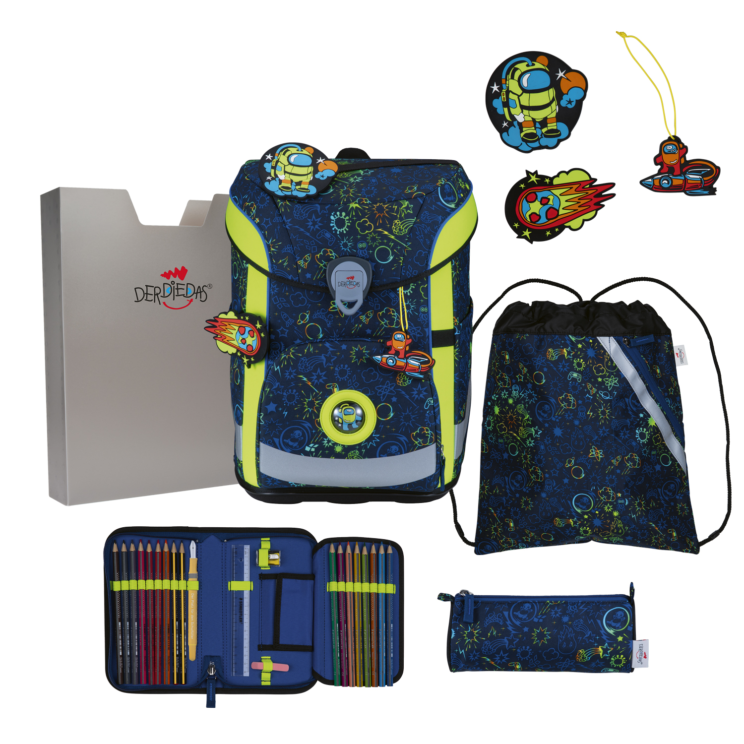 DerDieDas Schulranzen-Set Ergoflex Easy Neon Crazy