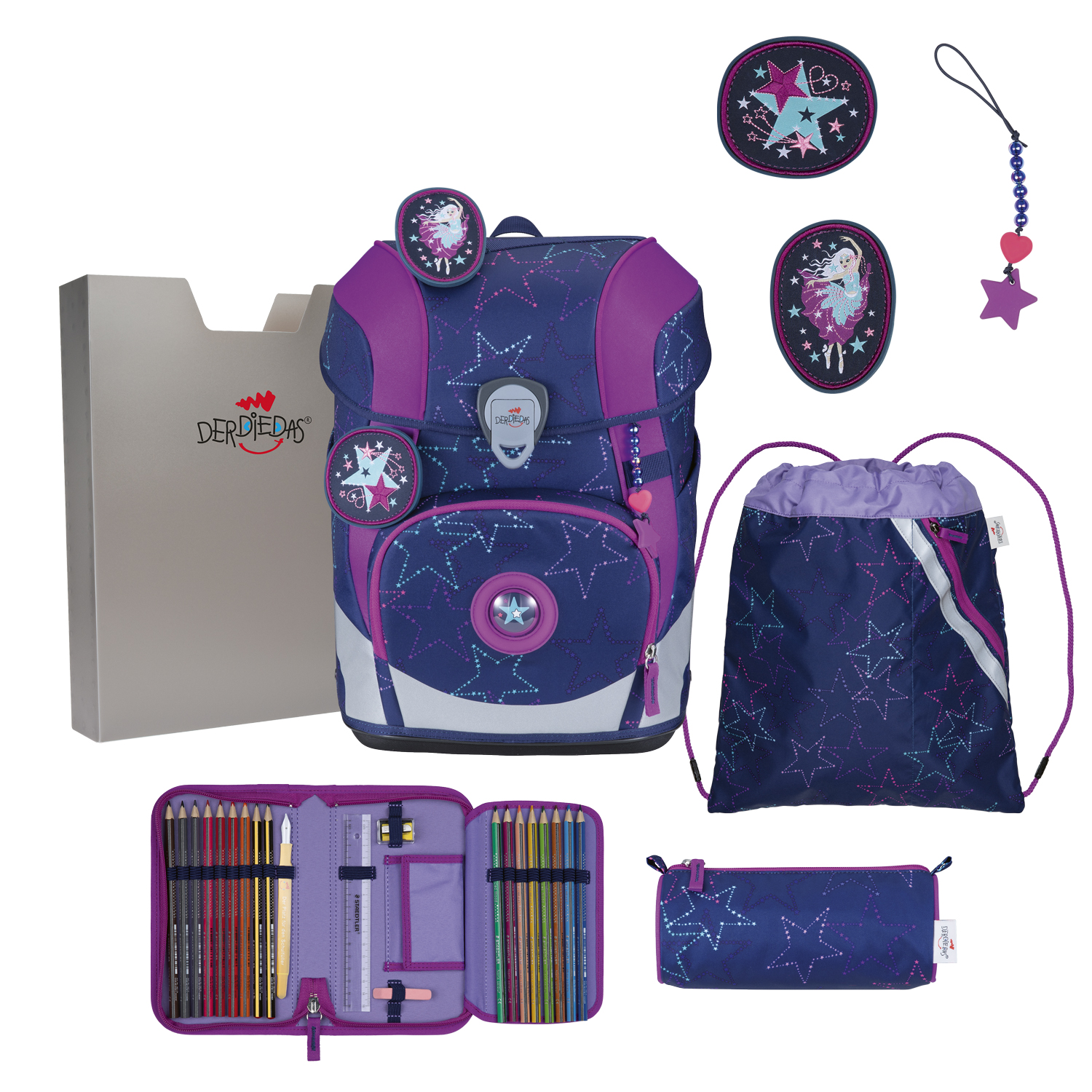 DerDieDas Schulranzen-Set Ergoflex Tiny LED Dancing Star