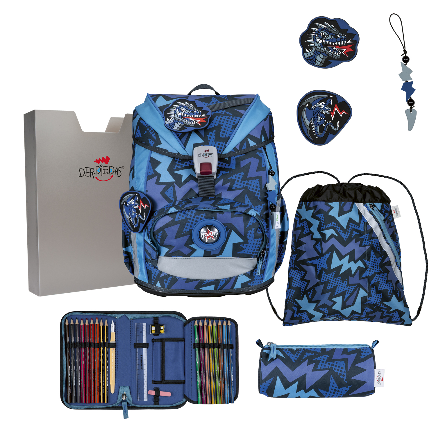 DerDieDas Schulranzen-Set Ergoflex Light Dark Dragon