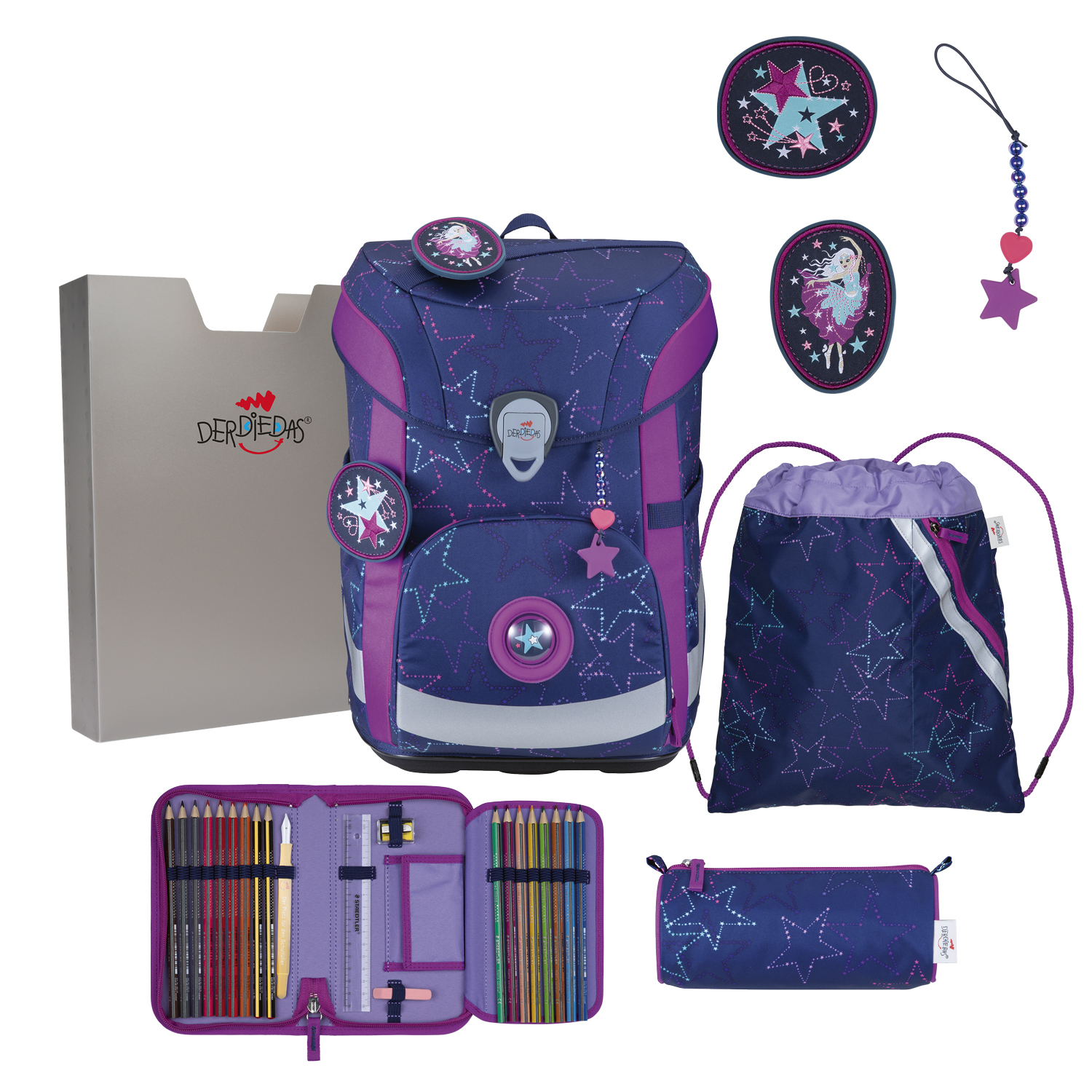 DerDieDas Schulranzen-Set Ergoflex Easy LED Dancing Star