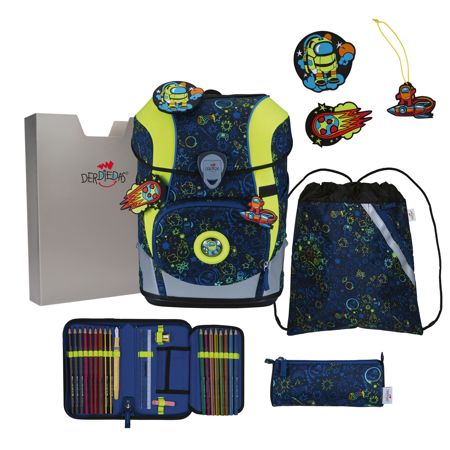 DerDieDas Schulranzen-Set Ergoflex Tiny Neon Crazy