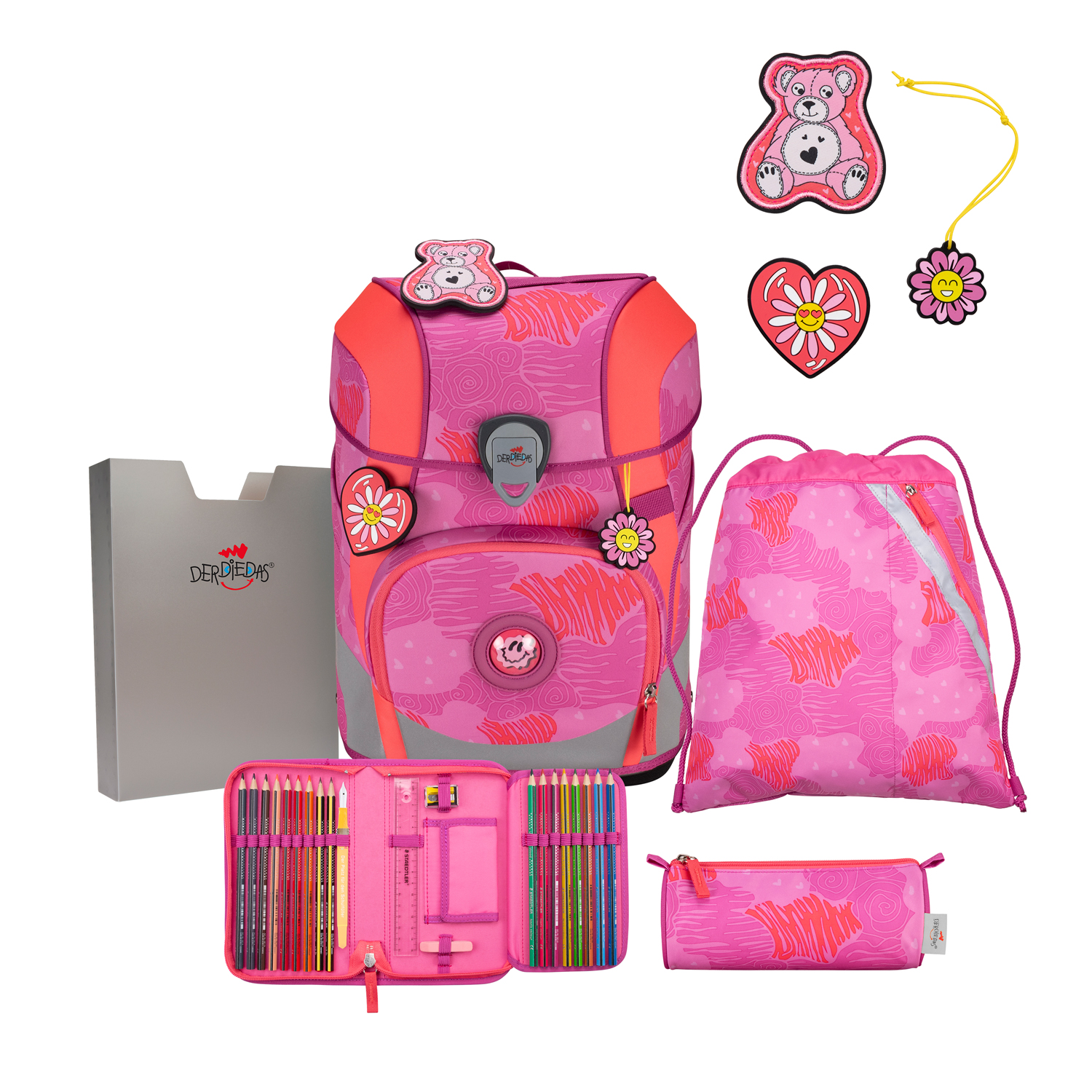 DerDieDas Schulranzen-Set Ergoflex Tiny Roses